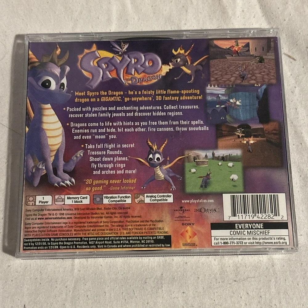 Spyro the Dragon PS1 Black Label‎ Sony PlayStation 1 No Manual